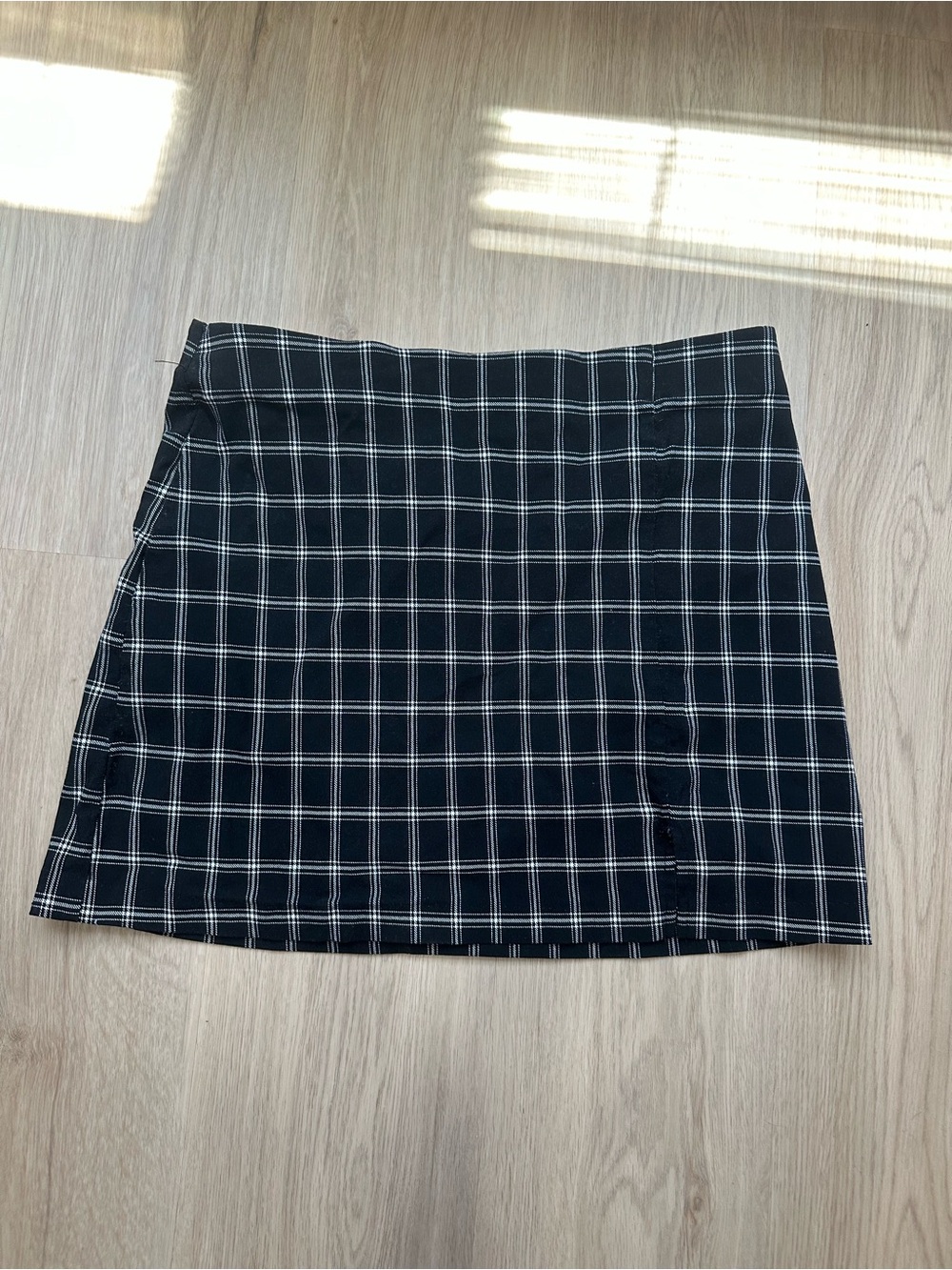 Joe Benbasset Black and White Plaid Mini Skirt